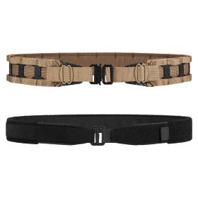 Tactical Belt MOLLE Battle Belt With Quick Release Buckle, Low Profile Laser-Cut Battle Belt For Range (Option: Brown-L)